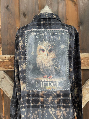 Though She Be But Little Art Flannel- Distressed Black